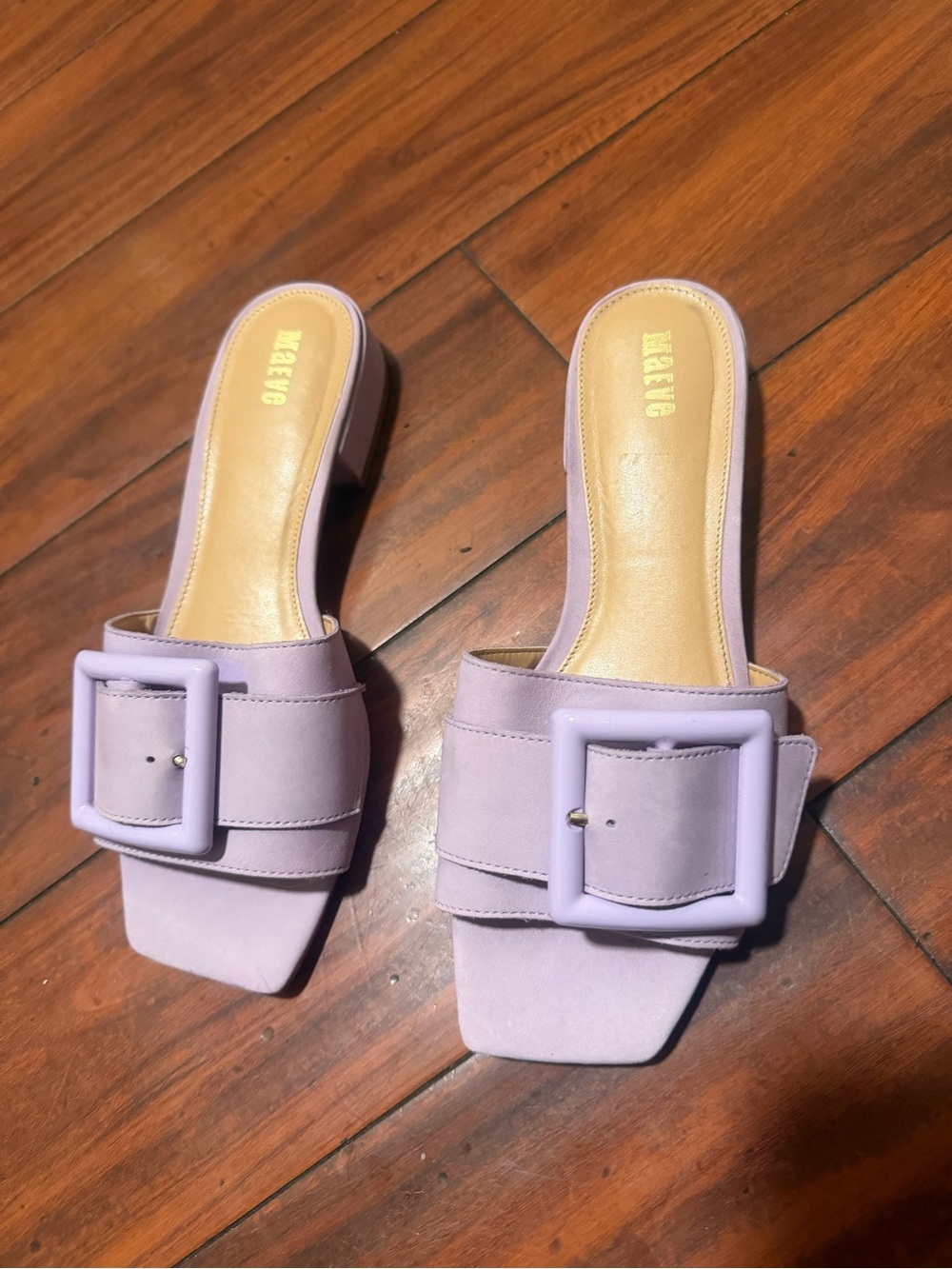 Anthropologie Lavender Buckle Slide Mules - Picture 2 of 10